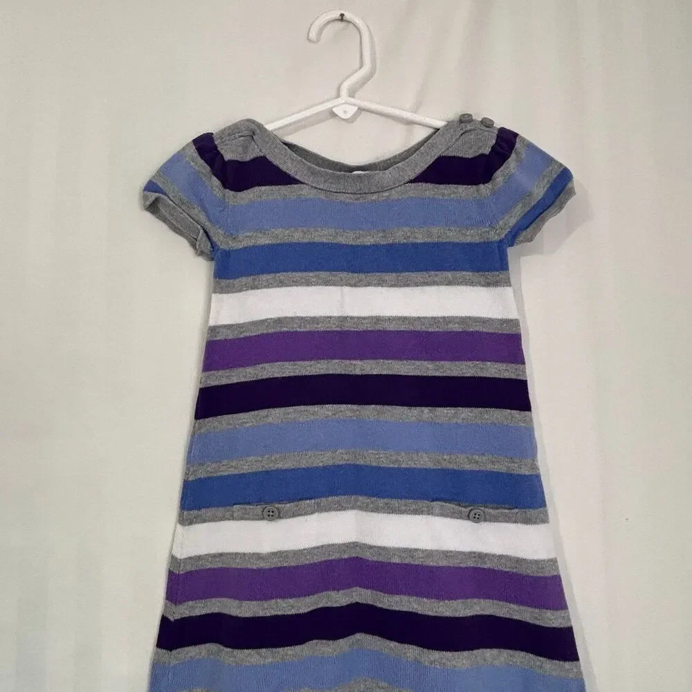 The Childrens Place Girls Striped Sweater Dress Size XS 4 EUC Purple Blue - Picture 3 of 5